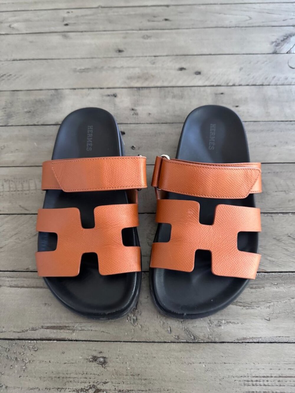 Hermès Hermes Chypre Sandals Tan Brown Leather Size 35 5